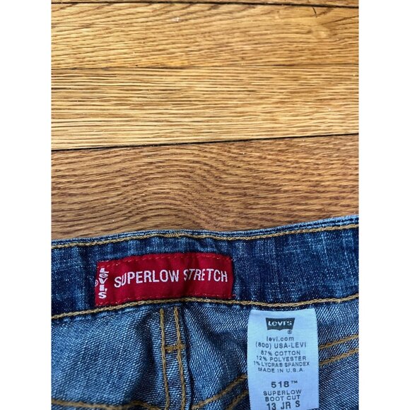 Levi's 518 Superlow Bootcut Womens Jeans Junior Size 13 Blue Denim VTG USA Made - Picture 2 of 3